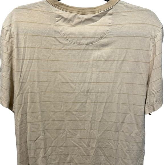 UnTuckit Multistripe Short-Sleeve Henley In Cream/Beige Striped Size Large - Picture 5 of 9